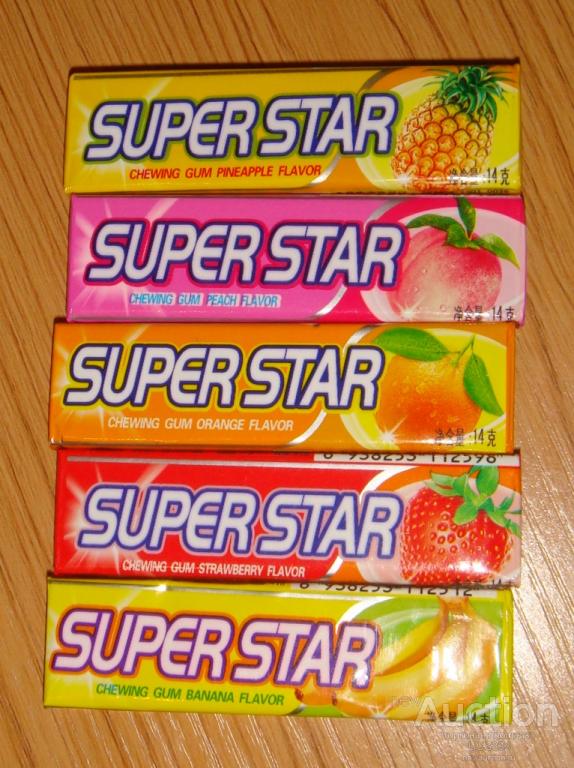 Жевательная резинка SUPER STAR. Набор 5шт. Китай