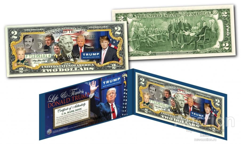 2 доллара США,Д. Трамп " Жизнь и времена",2016г