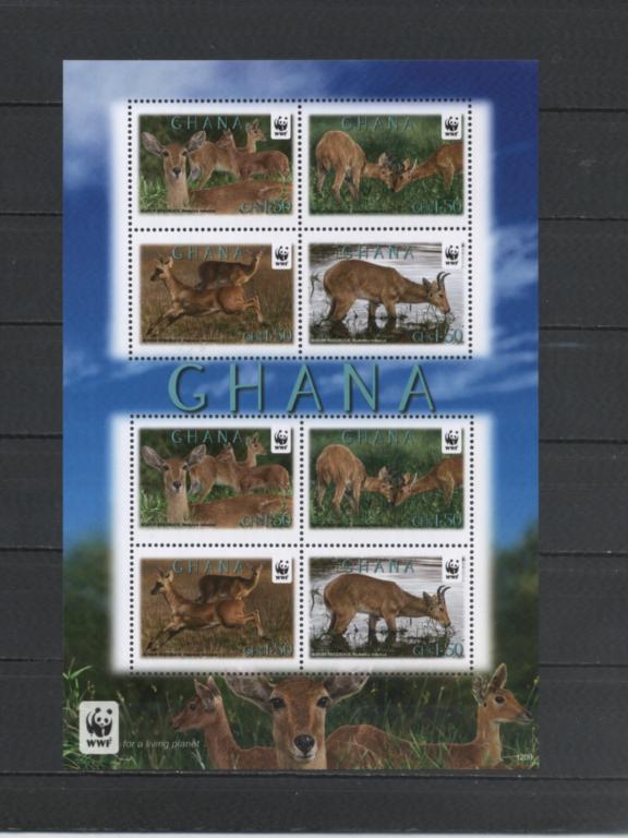 Гана -2002  Фауна WWF  - Антилопы   - мал.лист  - 7э