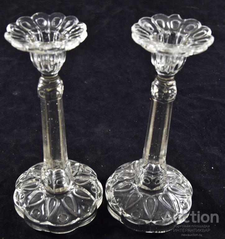 Пара стеклянных подсвечников «Louisette».  Европа.  Арт. 10ПК0181