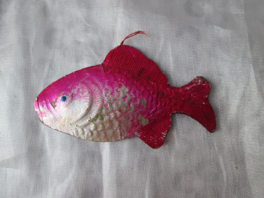 Ёлочная игрушка рыба рыбка объёмный картон винтаж СССР