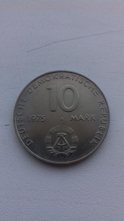 10 марок 1975 А год,ГДР,20 лет Варшавскому договору