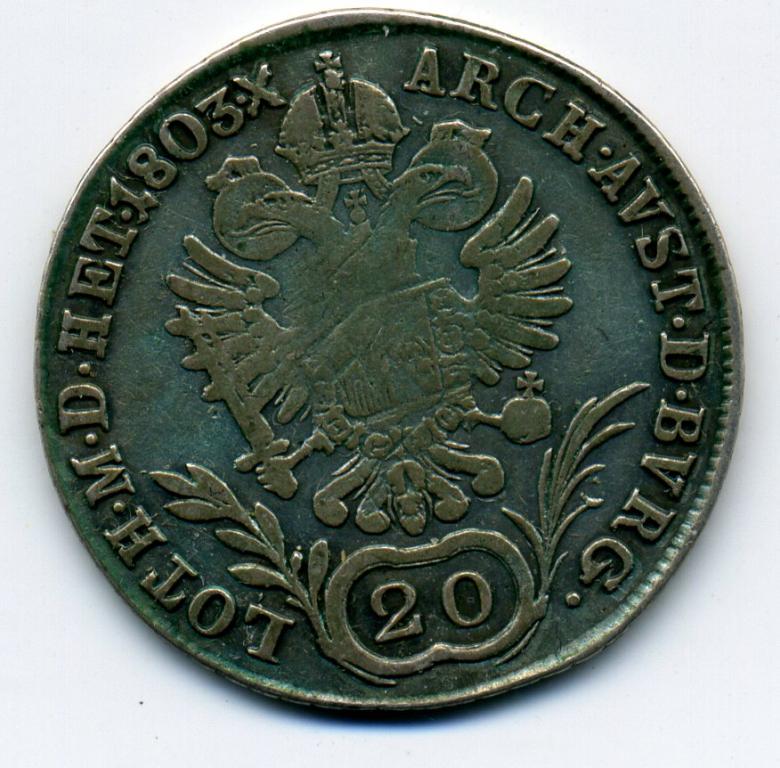 20 крейцеров - Австрия - 1803 B - серебро 583