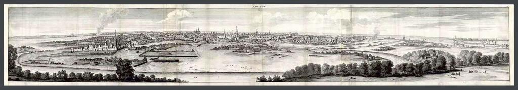 Панорама Москвы с Воробьевых гор, 1714 год.