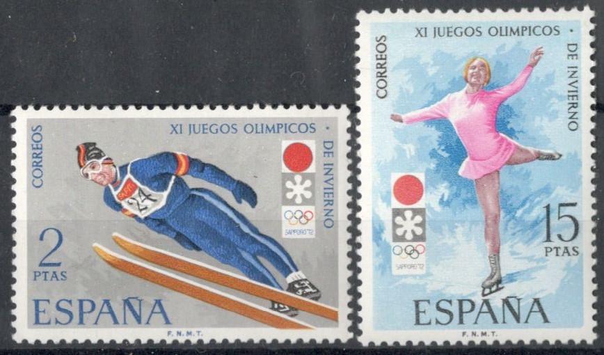 Испания, 1972, № 1969,1970, € 1, MNH, полн.,спорт, олимпиада
