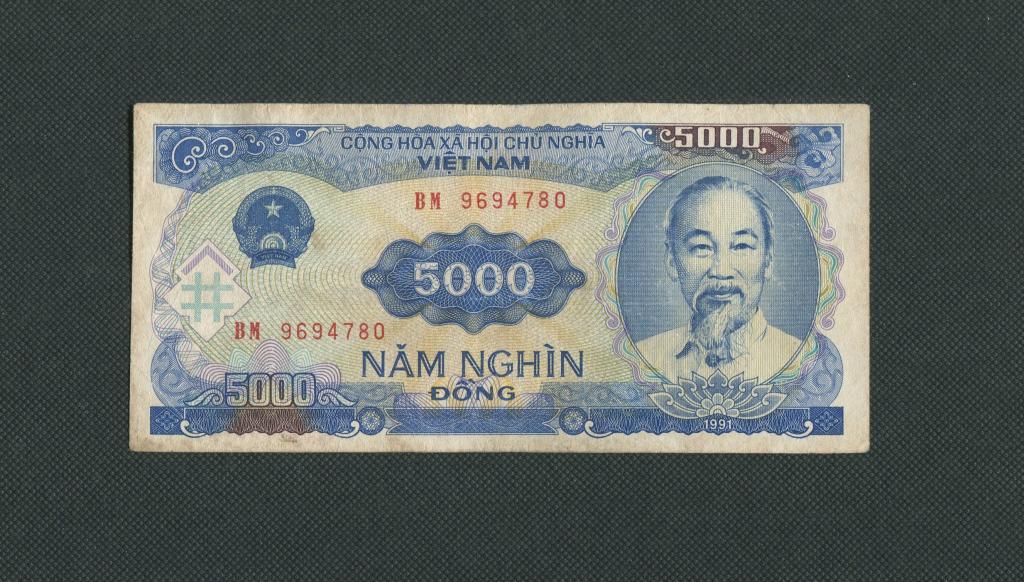 5000 донгов. 1991 год. Вьетнам. #1657.