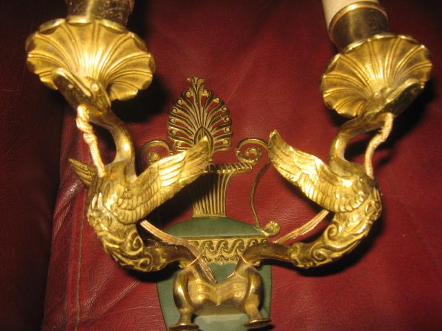 Антикварное редкое бра Ампир Лебеди с амфорой 1920г Франция