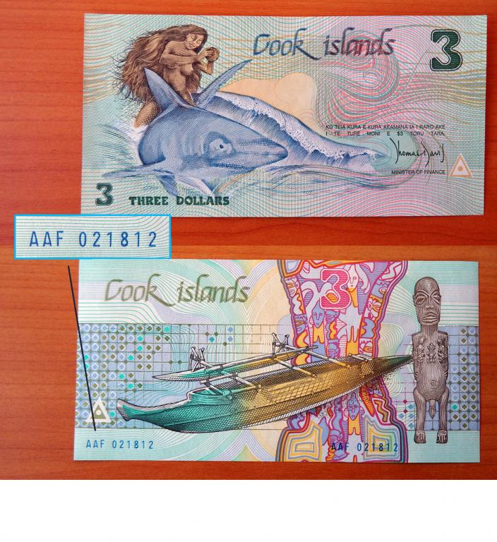 Острова Кука 3 доллара 1987 UNC AAF 021812
