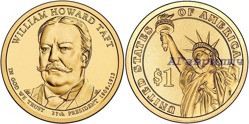 США 1 доллар 2013г 27 президент Уильям Тафт UNC