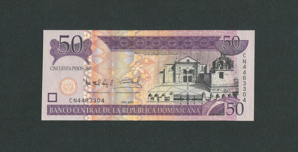 50 песо. 2008 год. Доминиканская республика. #1679.