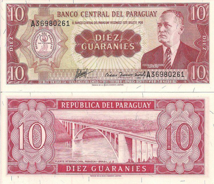 Парагвай 10 гуарани 1963 UNC P-196b