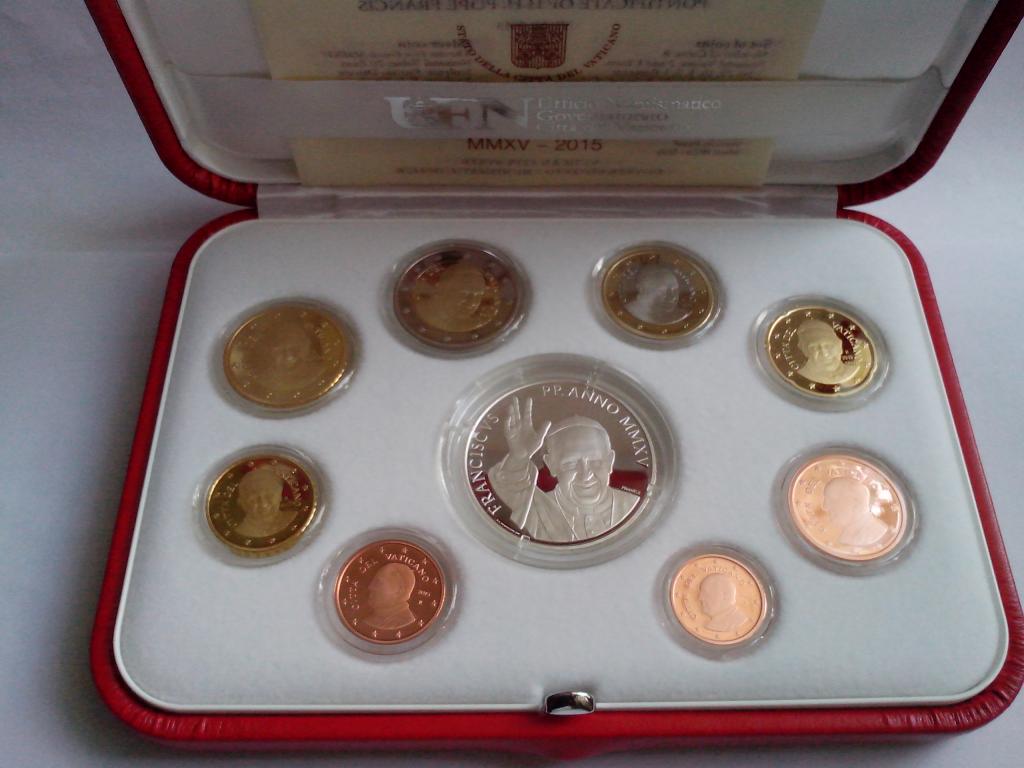 Пруфф набор Ватикан 2015  с 20 евро серебро