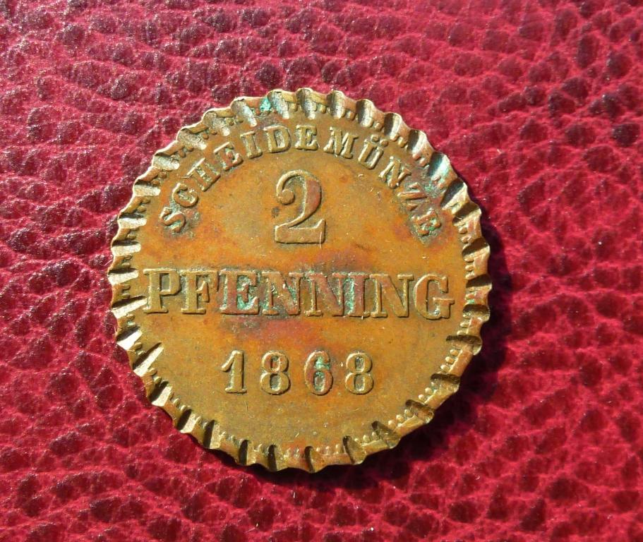 2 пфеннига 1868г Германия (Бавария)