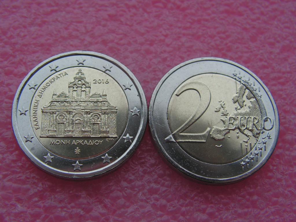 Греция 2 евро 2016 монастырь Аркади unc