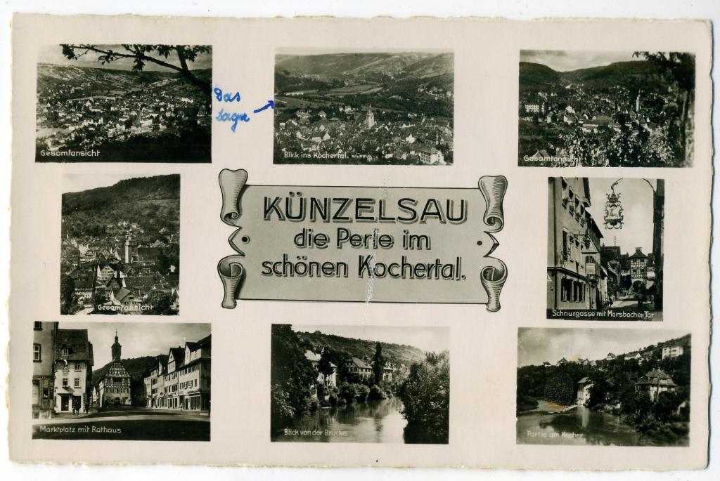 III рейх. фотооткрытка Кюнцельзау - жемчужина прекрасного Кохерталя. 1941 год