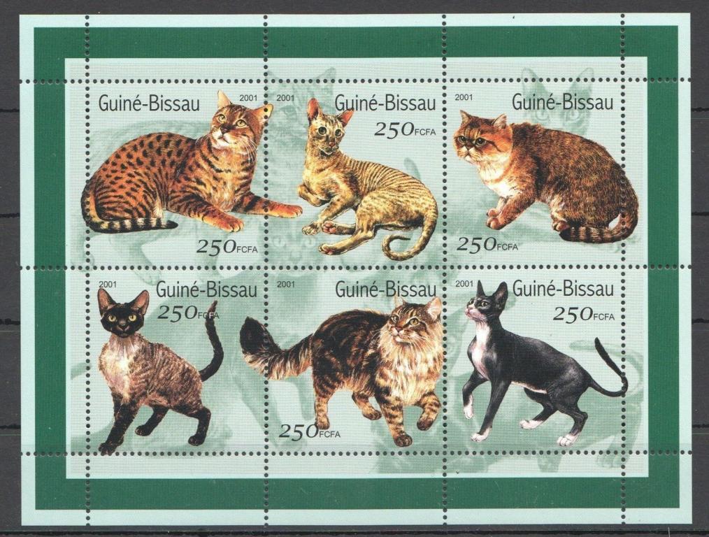 Гвинея-Бисау,2001,Ми-1522-7**Фауна:кошки