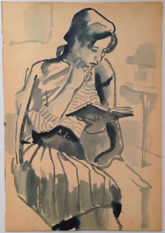 ВОЙТИНСКАЯ Н.С. "ДЕВУШКА ЧИТАЕТ КНИГУ" 60-е