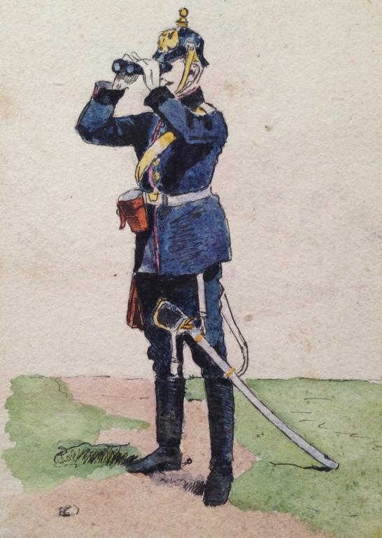 ОФИЦЕР С САБЛЕЙ !  19 ВЕК ! ОРИГИНАЛ ! СМЕШАННАЯ ТЕХНИКА. БУМАГА АКВАРЕЛЬ ТУШЬ.