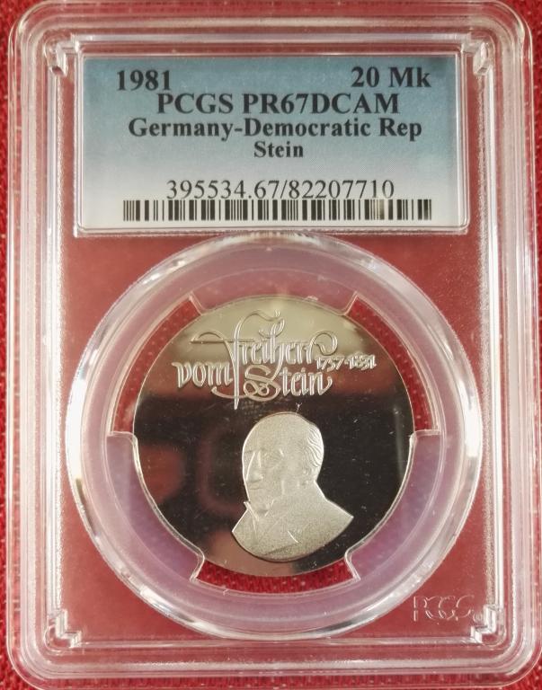 Германия, ГДР 20 марок 1981 (Штейн, Stein). PCGS PR67DCAM