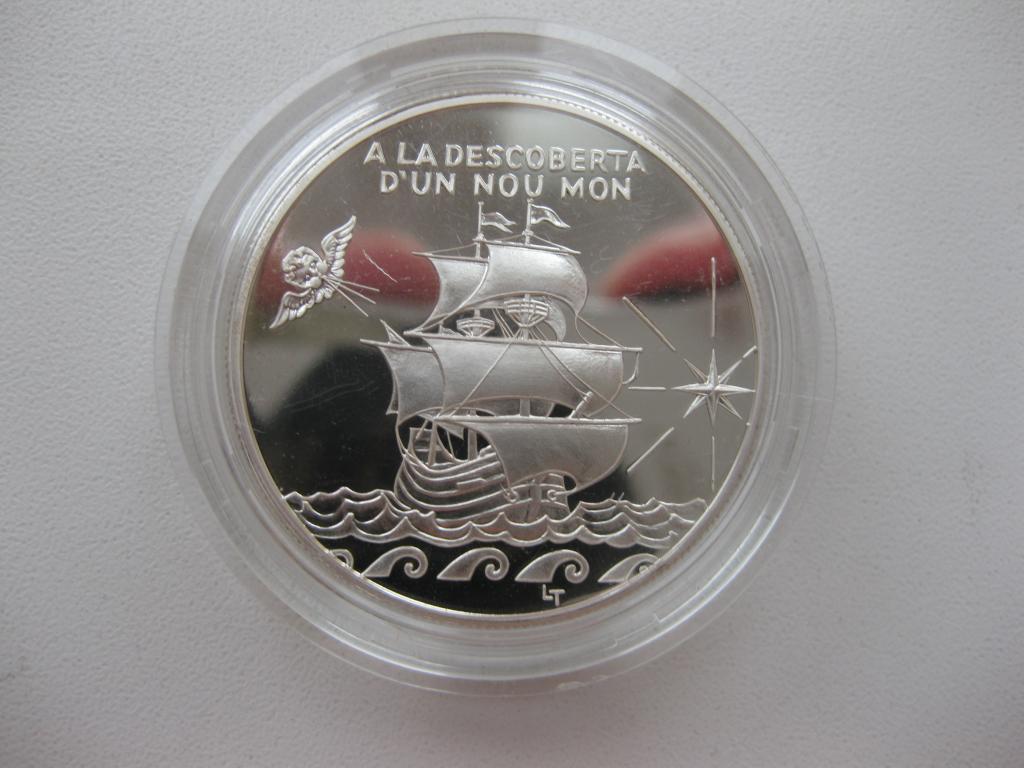 Андора 10 динар 1994 Корабль,серебро.