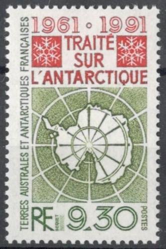 TAAF,1991, № 280, € 3 , MNH, полн., карта Антарктики