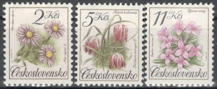 Чехословакия, 1991, № 3099-3101, € 7 , MNH, флора, охраняемые растения