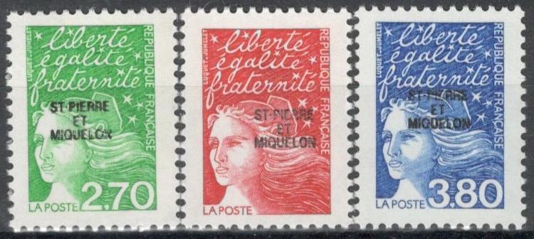 Сент-Пьер и Микелон, 1997, № 732-734, € 4,1, MNH, полн., стандарты