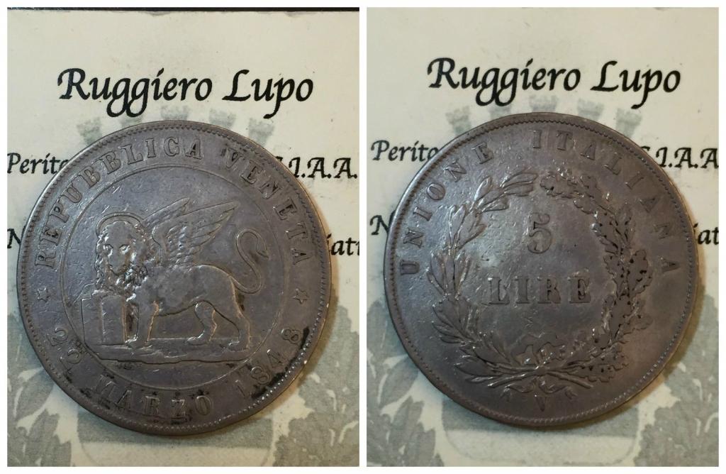 Венеция 5 лир 1848 Серебро Лев оригинал