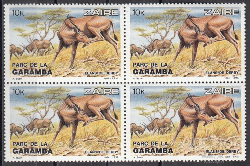 Заир 1984 национальный парк Гарамба антилопы Mi838 MNH квартблок