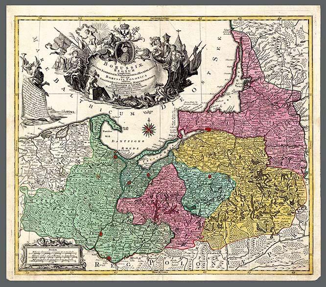 Карта Калининградской области (Пруссии), 1759 год.