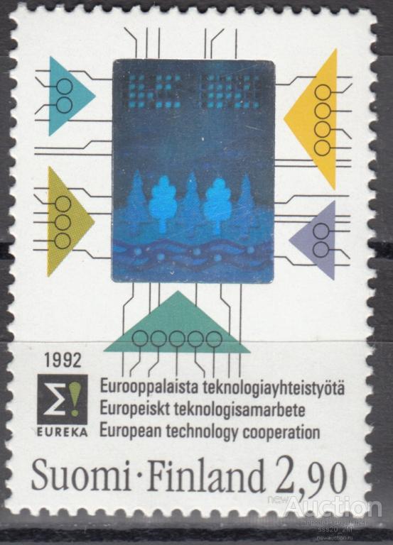 Финляндия 1992 технологии 50-летие патентного бюро голограмма Mi1176 MNH