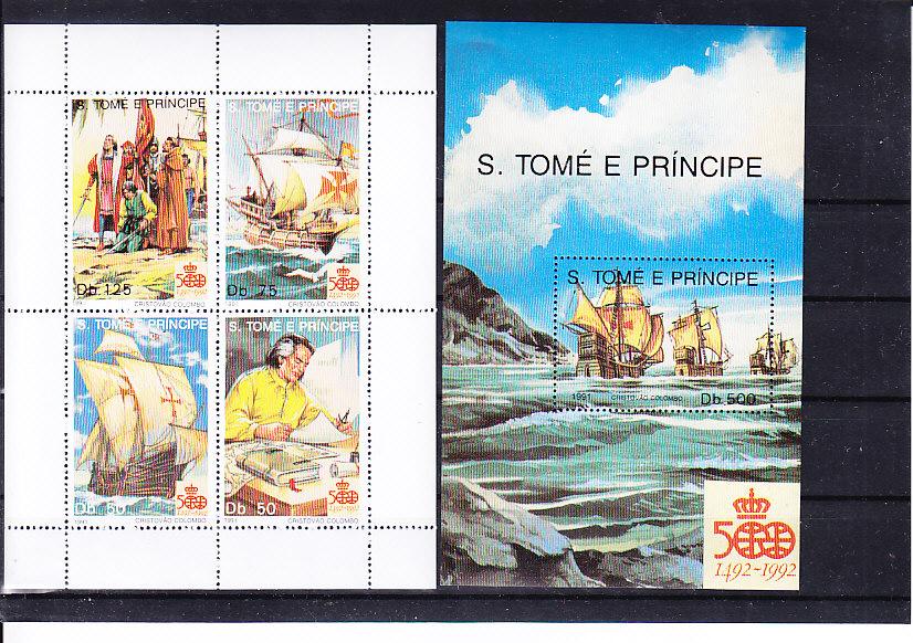 Сан-Томе и Принсипи,1991,Ми1274-7(к/б)+бл.263**Колумб