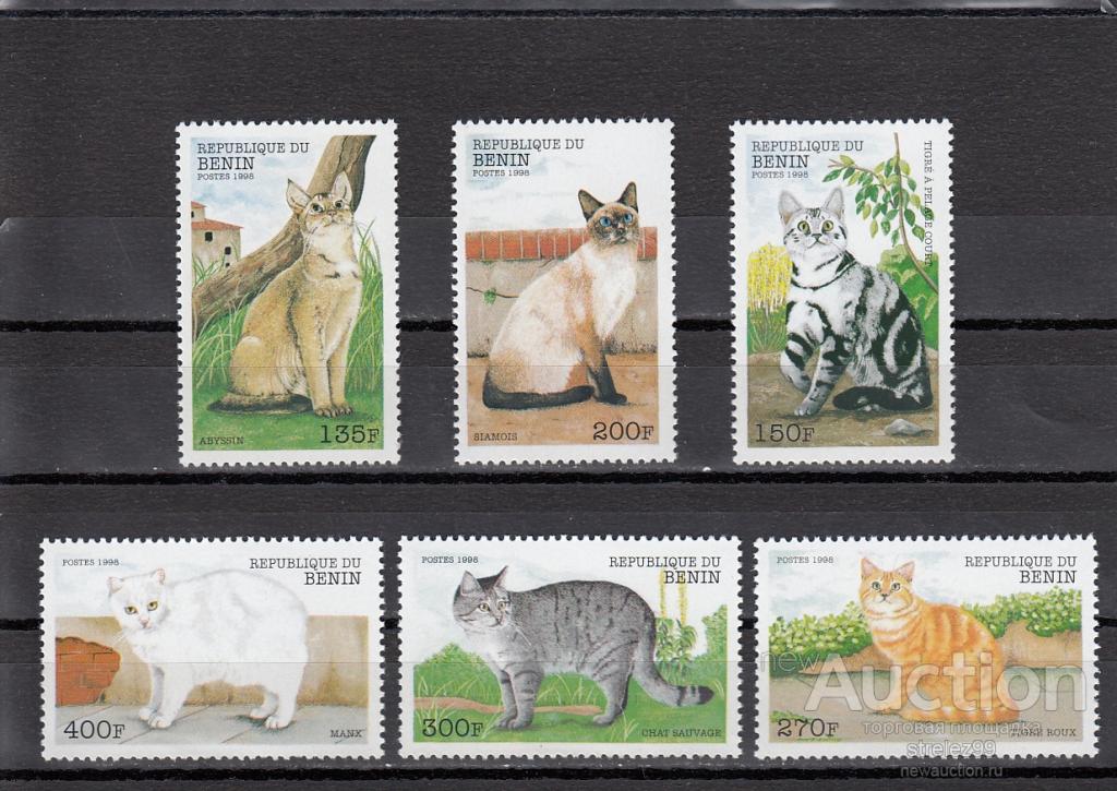 BENIN  БЕНИН    Фауна  Кошки   Серия  1998  Сост**