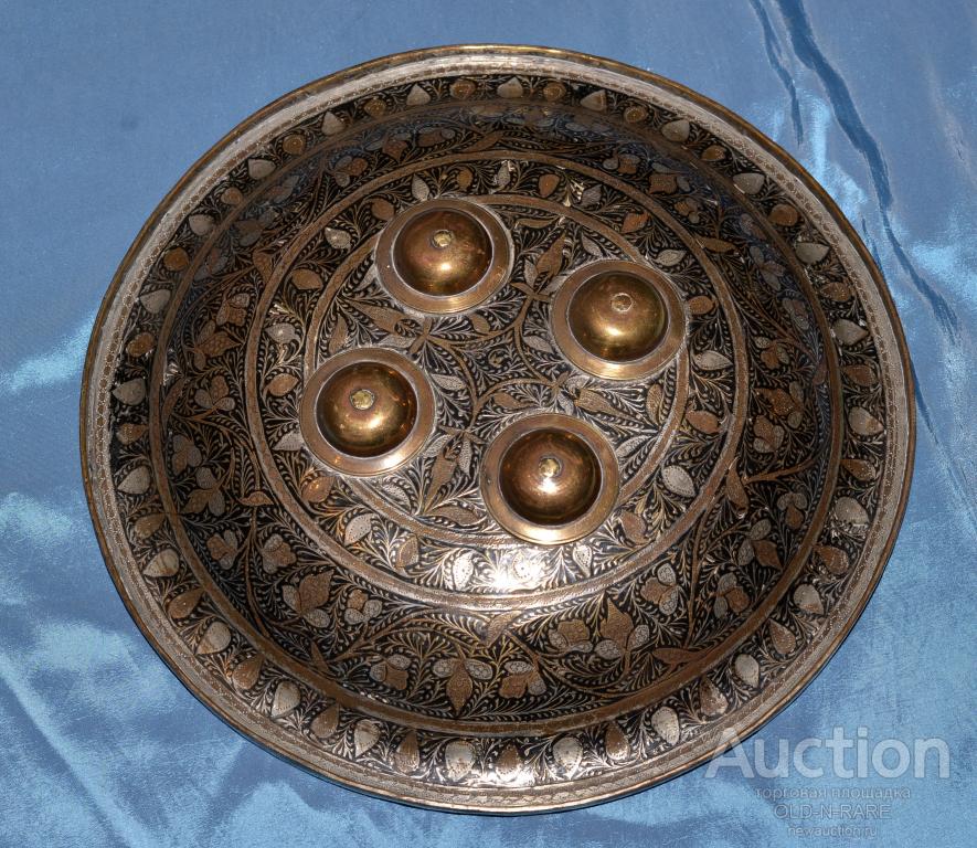 СТАРЫЙ ЩИТ ИНДО-ПЕРСИЯ СЕРЕБРО ЗОЛОТО