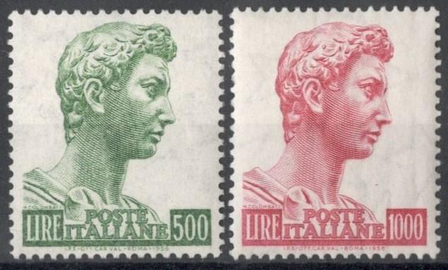 Италия, 1957, № 981хА,982хА, € 10, MNH, полн., стандарты, искусство, скульптура