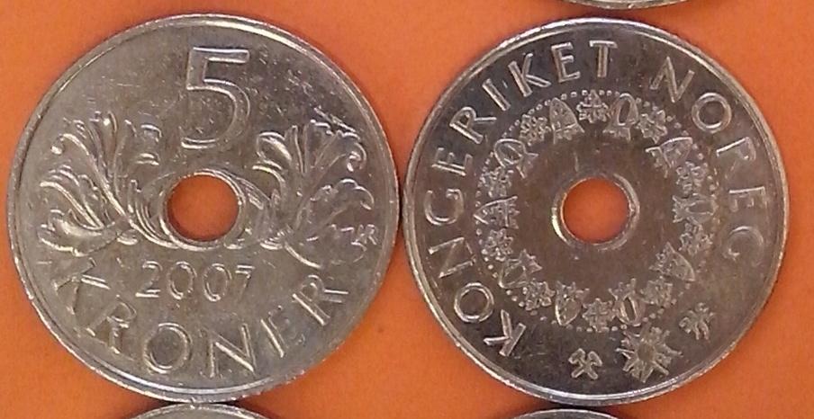 Норвегия - 5 крон, никель, 2007