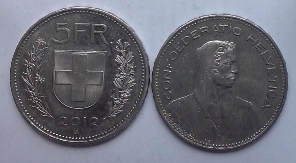 Швейцария. 5 франков, никель, 1995,1998, 2012