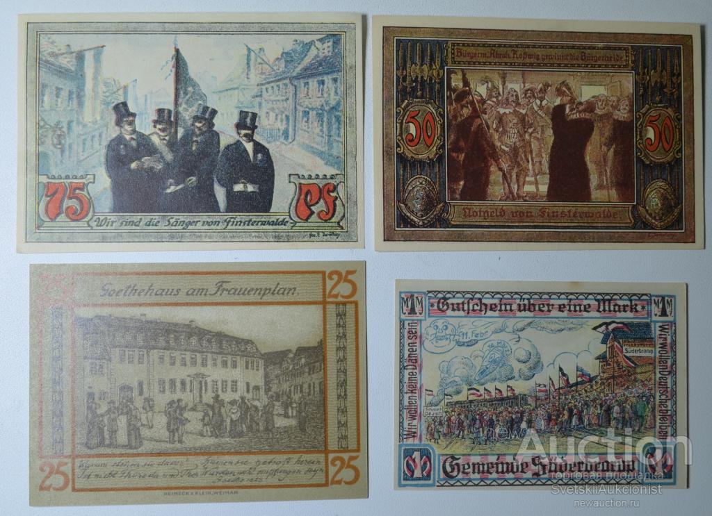 Нодгельды Германии! Сюжетные! Подборка 4 штуки! Пресс!! Редкие