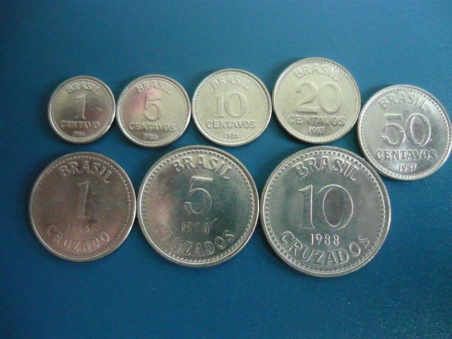 Бразилия. Набор монет 8 шт. 1986-1988 г. Реверс "звезда".