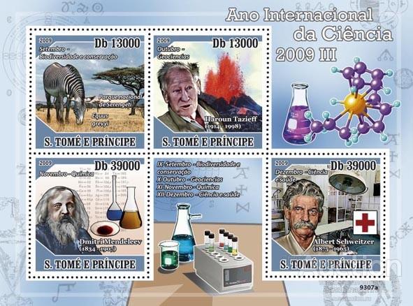 Блок. Sao Tome and Principe. 2009 Year of Science. Год науки. 2009 год