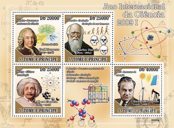 Блок. Sao Tome and Principe. 2009 Year of Science. Год науки. 2009 год