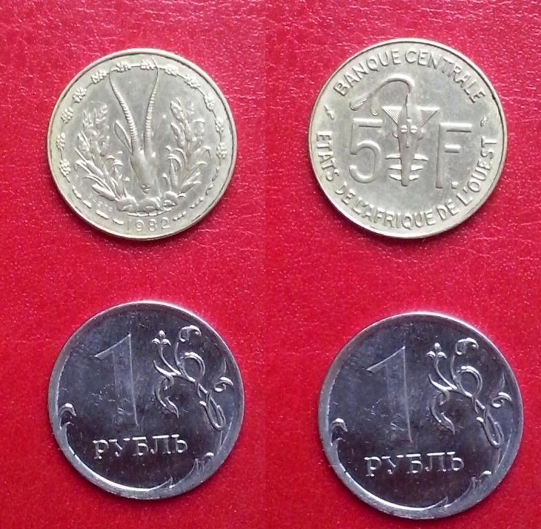 Французская западная Африка. Фауна - 5 франков, бронза, 1982,2006