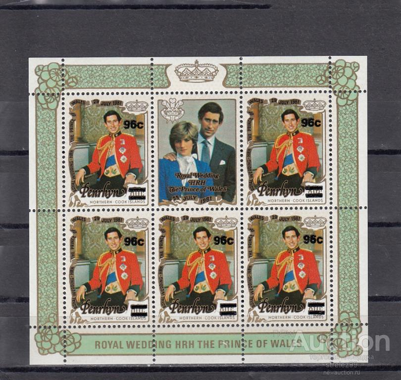 PENRHYN ПЕНРИН  Принцесса  Диана Надпечатка Блок 1983    25 Евро   Сост**