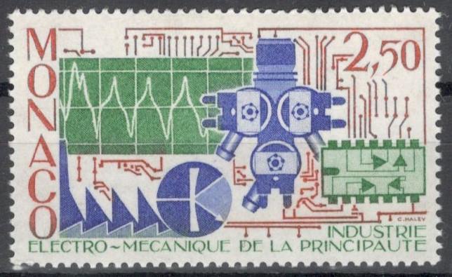 Монако, 1987, № 1830, € 1, MNH, полн., электронная промышленность Монако