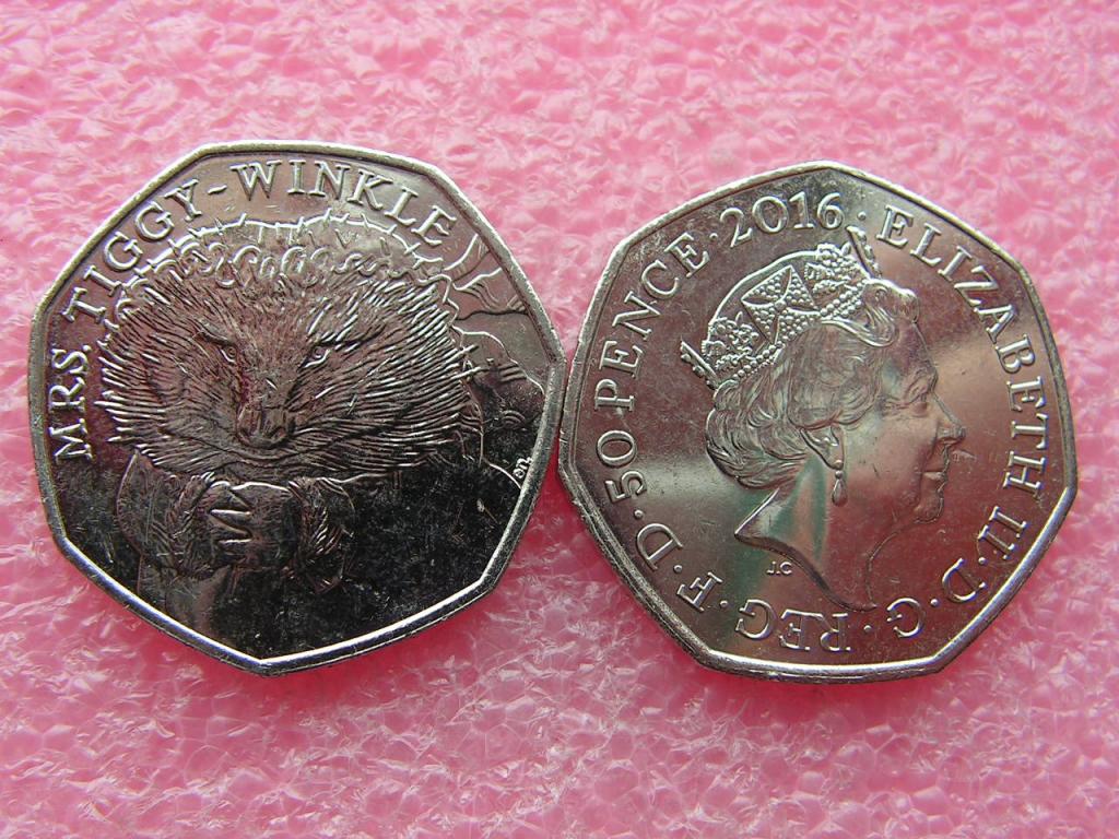 Англия/Великобритания 50 пенсов 2016 Тигги Винкл unc / mrs.tiggy-winkle