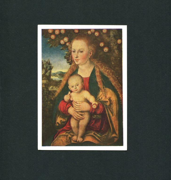 Открытка. Лукас Кранах старший. Мадонна с младенцем. Издательство  Эрмитаж. 1958 г. Чистая. #2257.