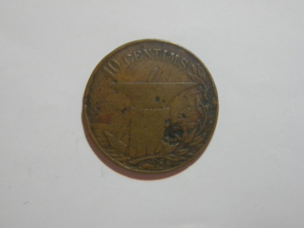 Испания.   Монетовидный жетон.  10 сентимо 1890 г. 