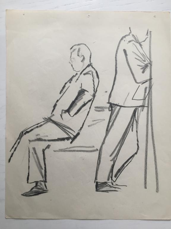 Трошин Н.С. (1897-1990)   "Сидящий и стоящий мужчины" (начало 1930х)