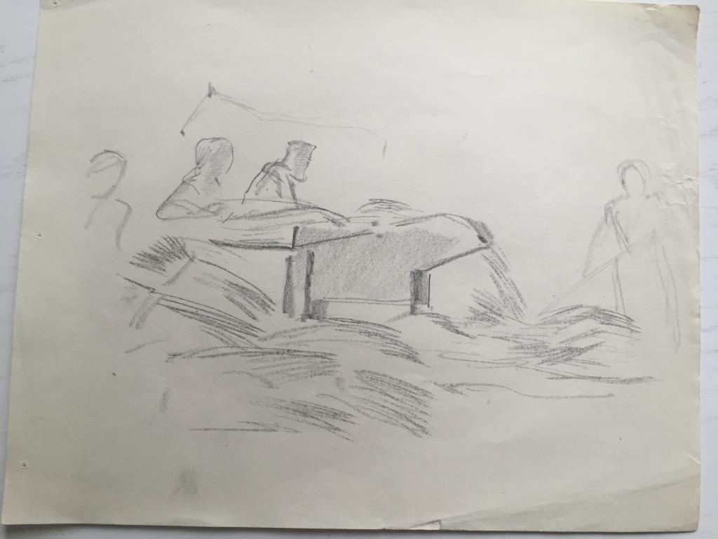Трошин Н.С. (1897-1990)  "Колхозники за работой" (начало 1930х)