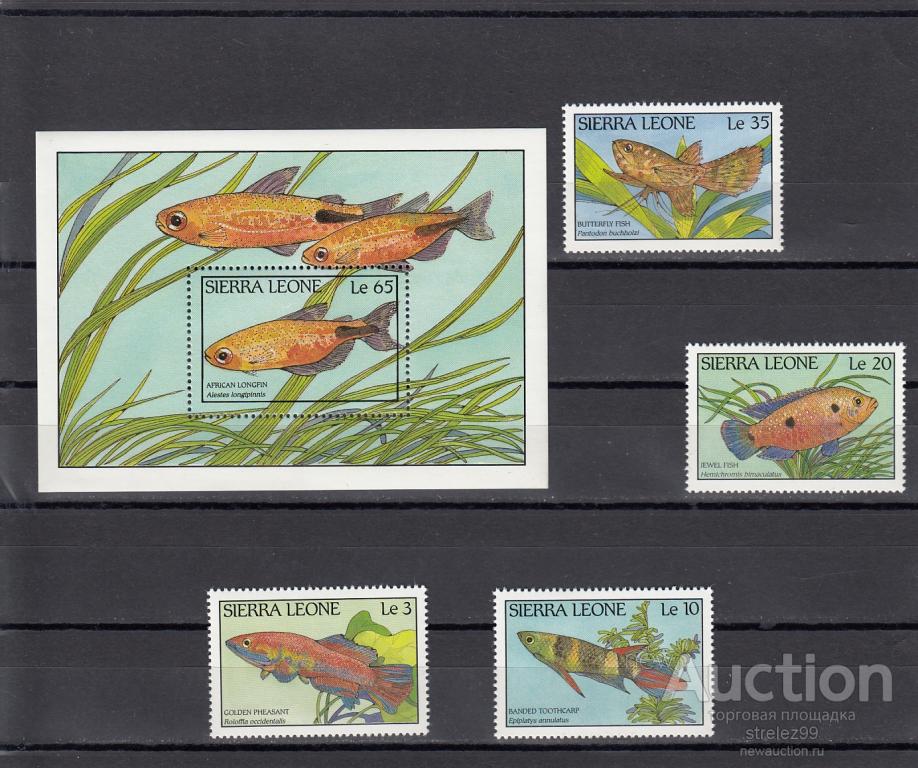 SIERRA LEONE  Аквариумные  Рыбы Блок + Серия  Сост**